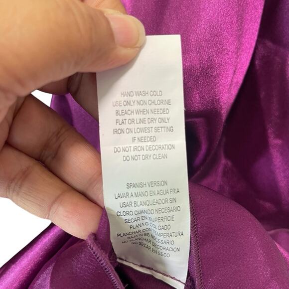 Sequin Hearts Short Sleeve Cape Detail Front Jeweled A Line Dress Purple Size M - Picture 8 of 9